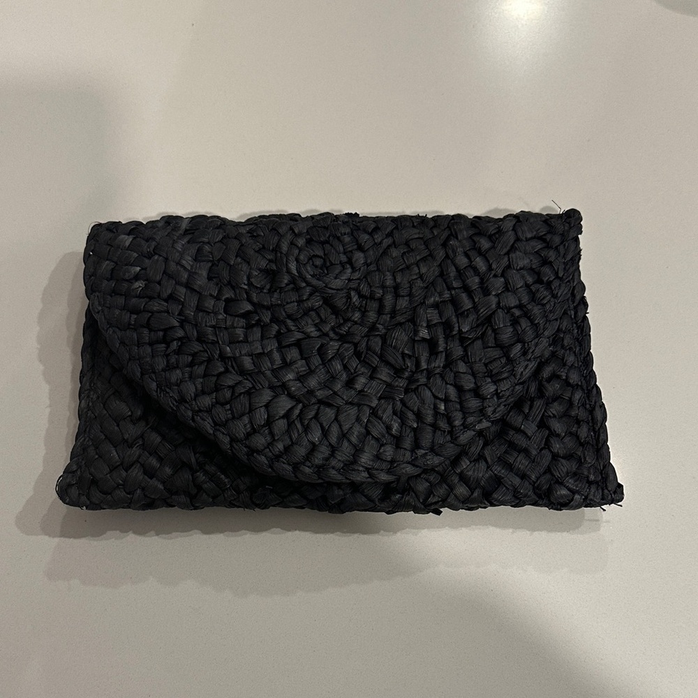 Elegant Black Woven Clutch